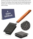 Grill Brush Bristle-free Scraper Head, Steam Cleaning Wood Handle. Fixed Price $8.07.