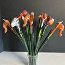 Assorted Painted Balsa Wooden Jungle Animal Plant Floral Sticks Set Of 12. Fixed Price $11.95.