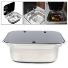 Rv Caravan Camper Sink Stainless Steel Hand Wash Basin & Glass Lid Faucet New. Fixed Price $136.06.