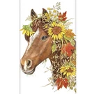 Mary Lake-thompson Horse With Fall Flowers & Leaves Flour Sack Kitchen Towel. Fixed Price $12.50.