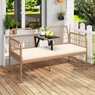Costway Pe Rattan Outdoor Loveseat With Built-in Coffee Table And Soft See. Fixed Price $136.99.