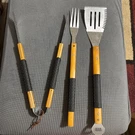 Mr Barbq 3 + 1 Piece Bbq Tool Set With Finger Grips Rosewood Handles. Fixed Price $15.00.
