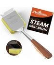 Bristle-free Steam Grill Brush Rosewood Handle Stainless Steel Head. Fixed Price $15.95.