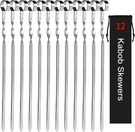 Kabob 14" Stainless Steel Long Bbq Barbecue Skewers, Flat Metal Kebob. Fixed Price $10.91.