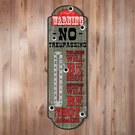 Warning No Trespass Tin Thermometer Garage, Man Cave, Bar, Office, Home Decor. Fixed Price $24.50.