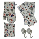 Oven Mitt Pot Holder And Tea Towel Set Bbq Grilling Theme 4 Pc Kitchen. Fixed Price $16.95.