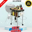 New Rolling Grill Side Table Cart Weber Kettle Bbq Prep Stand Wheels. Fixed Price $87.98.