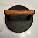 Charcoal Companion Cast Iron Grill Press With Wood Handle, Dishwasher Safe. Fixed Price $35.00.