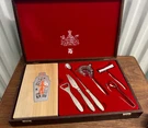 Vintage Wmf Bar Tool Set W/ Cutting Board Wooden Case Nos Unused. Fixed Price $170.00.