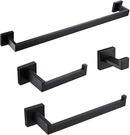 Matte Black 4-PIECE Complete Bathroom Accessory Set Towel Bar & Hardware Kit. Fixed Price $29.93.