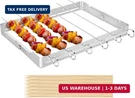 Stainless Steel Bbq Shish Kabob Set, Foldable Holder, Reusable Grill. Fixed Price $30.09.