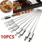 10PACK Kabob Bbq Skewers Set 17.1 Inch Flat Metal Sticks For Cooking Tools. Fixed Price $25.58.