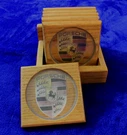 Set Of 6 Wooden Porsche Crest Coasters With Stand Accessory. Fixed Price $49.95.