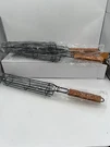 Lot Of 4 Bbq Seafood Veggie Non Stick 17 Kabob Grilling Baskets Wood Handle Nib. Fixed Price $35.00.