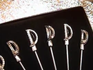 Cocktail Picks Swords Stainless Steel For Martini Glasses Perfect Gift Under $20. Fixed Price $15.99.