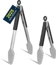 Hotec Stainless Steel Kitchen Tongs Grill Set Of 2-9" And 12", Barbecue. Fixed Price $18.03.