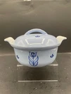 Dru Holland #18 Oven Casserole Dish W/lid Blue Tulip Windmill Enamel Cast Iron. Fixed Price $23.00.