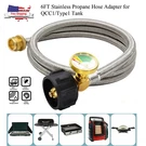 6FT Stainless Propane Hose Adapter With Guage Lb To 20 For QCC1/TYPE1 Tank. Fixed Price $22.99.