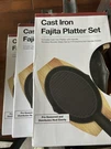 New Mr Bar-b-q Premium Cast Iron Fajita Skillet And Wooden Base Server Sets. Fixed Price $25.00.
