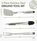 New Cuisinart 3 Piece Grill Set Fork Spatula Tong Professional Chef Tool. Fixed Price $14.99.