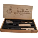 Cleveland Indians Bbq Utensils 3 Piece Spatula Tongs Fork Wood Box Chief Wahoo. Fixed Price $34.99.
