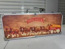 Budweiser Wooden Grill Kit With Clydesdale Carrying Case 3 Piece Bbq Gift Set. Fixed Price $19.99.