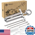 Ofargo Stainless Steel Meat Injector Syringe Kit 4 Marinade Needles For Bbq. Fixed Price $43.48.