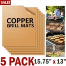 5PC Copper Grill Mats Baking Non Stick Bbq Pad Bake Cooking Sheet Liner. Fixed Price $9.85.