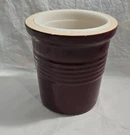 Pampered Chef Stoneware Crock #1331 Burgundy Utensil Holder. Fixed Price $16.00.