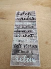 Stupell Industries Porch Rules Rustic Blue Sit Back And Relax Wall Art. Fixed Price $15.29.