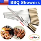 10PC Metal Bbq Skewers 13.4" Stainless Steel Cooking Barbecue Kebab Grill Sticks. Fixed Price $7.99.