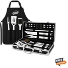 Ultimate Bbq Tool Set: 21-PIECE Stainless Steel Grilling Accessories With Apron. Fixed Price $53.95.