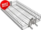 6042 Chrome Steel Flat Grill Rotisserie Basket Fits Hex Square Spit Rods - Us. Fixed Price $34.79.