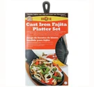 New Mr. Bar 06108X Iron Ribbed Fajita Platter Set Bbq #544. Fixed Price $79.99.