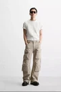 Zara Man Y2K Cargo Trousers Utility Pockets Pants Khaki Baggy Jeans 5575/472 Vtg. Fixed Price $180.00.