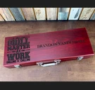 Personalized 3-PIECE Bbq Gift Set! Wooden Case, Spatula, Tongs, & Fork Included!. Fixed Price $59.99.