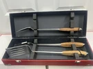 Vntg Williams Sonoma 4PC Stainless-wooden Bbq Set W/ Case (missing 1 Tool). Fixed Price $25.00.