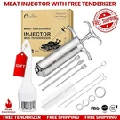 Food Marinade Meat Injector Kit Free Tenderizer 3 Needles,brushes, Chicken, Bbq. Fixed Price $21.49.