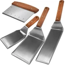 Set Of 4 Stainless Steel Grill Spatula, Metal With Full Tang Wooden H.... Fixed Price $47.99.