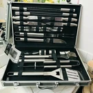 Sharper Image 25 Piece Stainless Steel Grill Set Outdoor Camping Picnic Tool. Fixed Price $100.00.