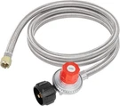 Gaspro 0-20 Psi Adjustable Propane Regulator With Braided Hose, High Silver. Fixed Price $30.98.