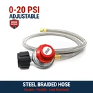 Gasone Propane Regulator 0-20 Psi Adjustable 4FT Braided Hose QCC1 High Pressure. Fixed Price $14.85.