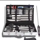 Stainless Steel Bbq Tool Set Silver/black Spatula Tongs Fork Skewers. Fixed Price $125.00.