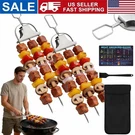 3-WAY Stainless Steel Grill Skewers With Push Slider Bar For Outdoor Cooking. Fixed Price $23.49.
