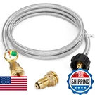 Wadeo 6FT Propane Hose Braided Gauge Tank Adapter For 100 Lb Pol To QCC1 Gas Gri. Fixed Price $60.57.