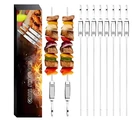 8-PACK 17" Flat Grill, Bbq Stainless Steel Shish Kebab Skewers With Push Bar. Fixed Price $13.52.